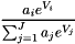 \[ \frac{a_i e^{V_i}}{\sum_{j=1}^{J} a_j e^{V_j}} \]